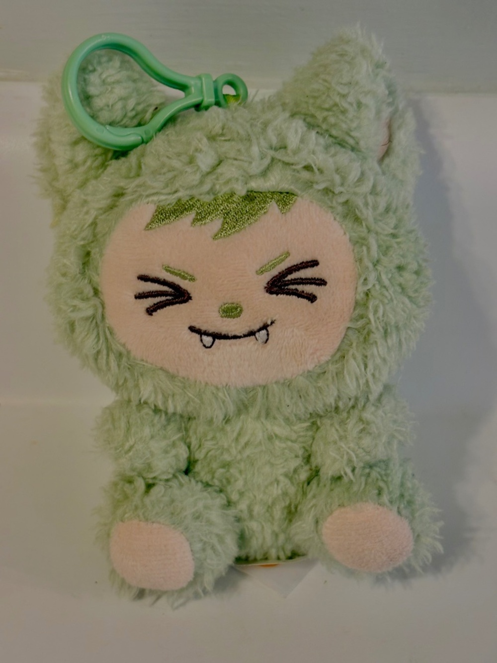 LaBabies Plush Keychain Clip Bag Charm Green Sherpa Doll Kawaii Macaron Lulu